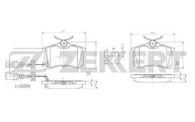 BS2917 ZEKKERT Комплект тормозных колодок, дисковый тормоз
