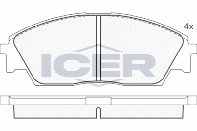 180754 ICER Комплект тормозных колодок, дисковый тормоз