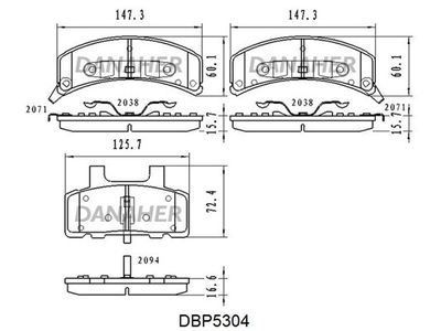 DBP5304 DANAHER Комплект тормозных колодок, дисковый тормоз