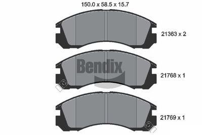 BPD1195 BENDIX Braking Комплект тормозных колодок, дисковый тормоз