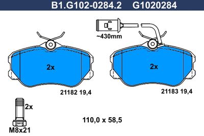 B1G10202842 GALFER Комплект тормозных колодок, дисковый тормоз