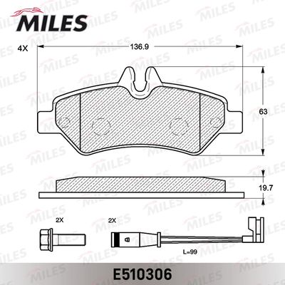 E510306 MILES Комплект тормозных колодок, дисковый тормоз