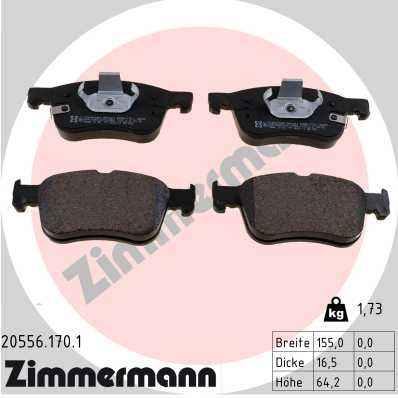 205561701 ZIMMERMANN Комплект тормозных колодок, дисковый тормоз