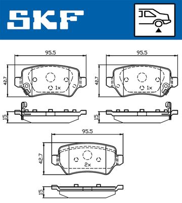 VKBP90338A SKF Комплект тормозных колодок, дисковый тормоз
