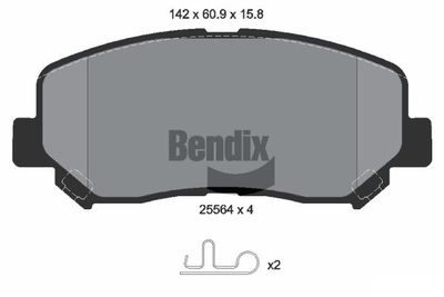 BPD1392 BENDIX Braking Комплект тормозных колодок, дисковый тормоз
