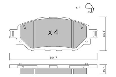 BPTO1030 AISIN Комплект тормозных колодок, дисковый тормоз