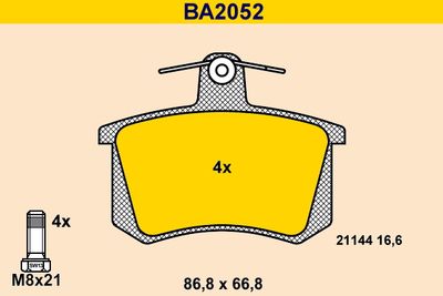 BA2052 BARUM Комплект тормозных колодок, дисковый тормоз