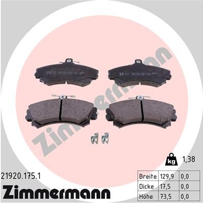 219201751 ZIMMERMANN Комплект тормозных колодок, дисковый тормоз