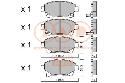 70417170P IAP QUALITY PARTS Комплект тормозных колодок, дисковый тормоз