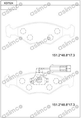 KD7524 ASIMCO Комплект тормозных колодок, дисковый тормоз