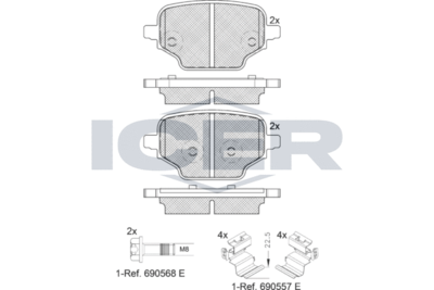 182347 ICER Комплект тормозных колодок, дисковый тормоз