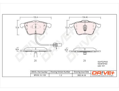 DP1010101120 Dr!ve+ Комплект тормозных колодок, дисковый тормоз