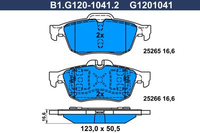 B1G12010412 GALFER Комплект тормозных колодок, дисковый тормоз