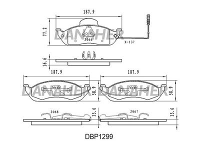 DBP1299 DANAHER Комплект тормозных колодок, дисковый тормоз