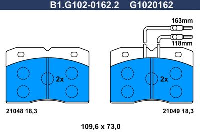 B1G10201622 GALFER Комплект тормозных колодок, дисковый тормоз
