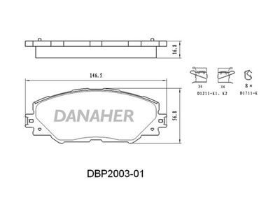 DBP200301 DANAHER Комплект тормозных колодок, дисковый тормоз