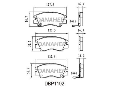 DBP1192 DANAHER Комплект тормозных колодок, дисковый тормоз
