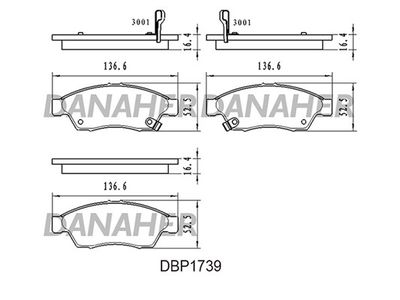 DBP1739 DANAHER Комплект тормозных колодок, дисковый тормоз
