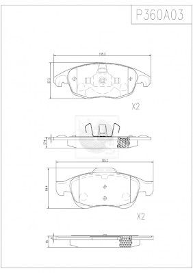 P360A03 NPS Комплект тормозных колодок, дисковый тормоз