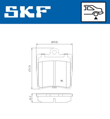 VKBP90434 SKF Комплект тормозных колодок, дисковый тормоз