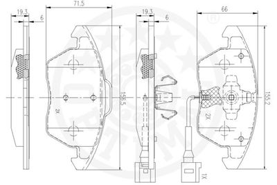 12531 OPTIMAL Комплект тормозных колодок, дисковый тормоз