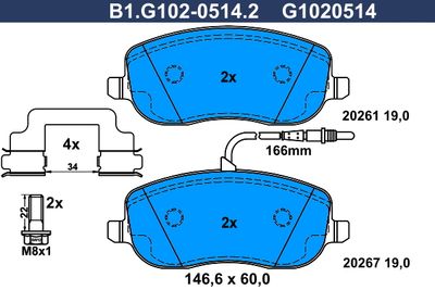B1G10205142 GALFER Комплект тормозных колодок, дисковый тормоз