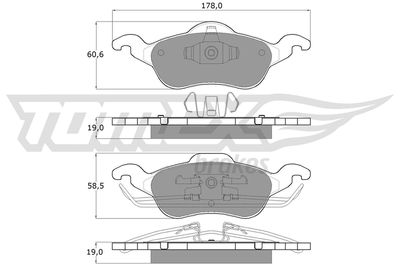 TX1217 TOMEX Brakes Комплект тормозных колодок, дисковый тормоз