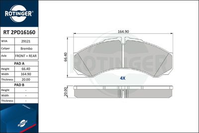 RT2PD16160 ROTINGER Комплект тормозных колодок, дисковый тормоз