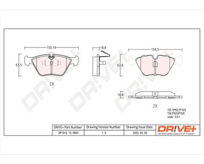 DP1010100843 Dr!ve+ Комплект тормозных колодок, дисковый тормоз