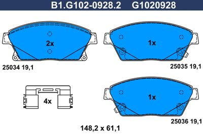 B1G10209282 GALFER Комплект тормозных колодок, дисковый тормоз
