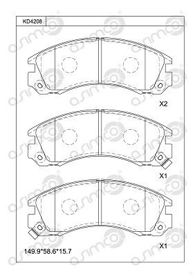 KD4208 ASIMCO Комплект тормозных колодок, дисковый тормоз