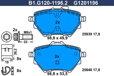B1G12011962 GALFER Комплект тормозных колодок, дисковый тормоз
