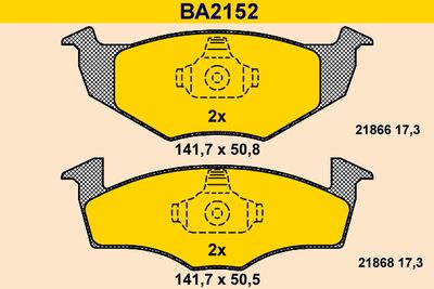 BA2152 BARUM Комплект тормозных колодок, дисковый тормоз