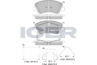 182035233 ICER Комплект тормозных колодок, дисковый тормоз
