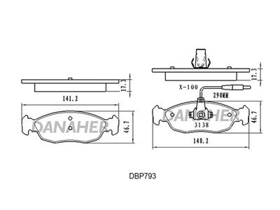 DBP793 DANAHER Комплект тормозных колодок, дисковый тормоз