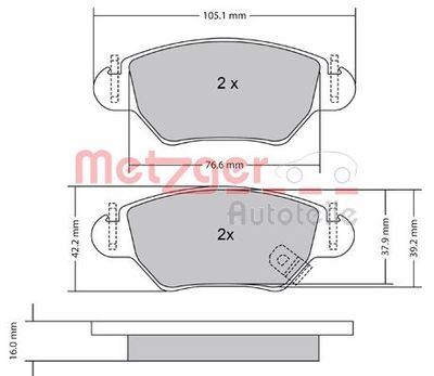 1170809 METZGER Комплект тормозных колодок, дисковый тормоз