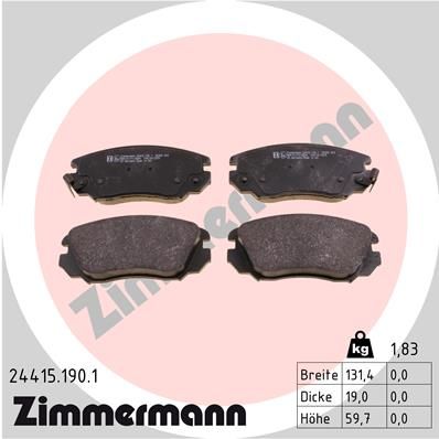 244151901 ZIMMERMANN Комплект тормозных колодок, дисковый тормоз