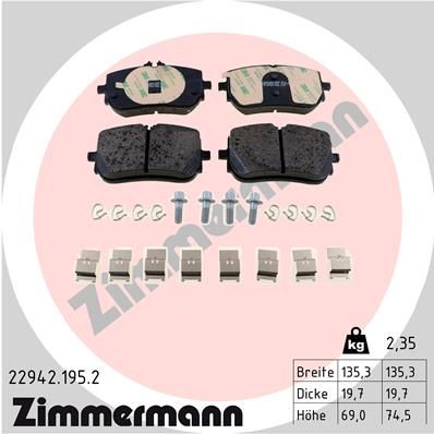 229421952 ZIMMERMANN Комплект тормозных колодок, дисковый тормоз