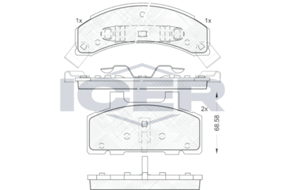181414 ICER Комплект тормозных колодок, дисковый тормоз