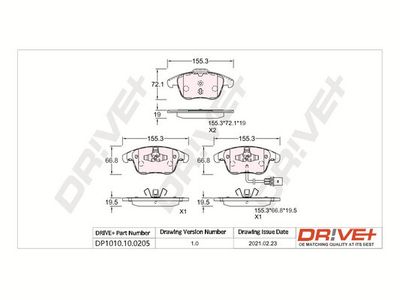 DP1010100205 Dr!ve+ Комплект тормозных колодок, дисковый тормоз