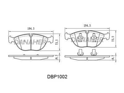 DBP1002 DANAHER Комплект тормозных колодок, дисковый тормоз