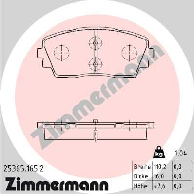 253651652 ZIMMERMANN Комплект тормозных колодок, дисковый тормоз