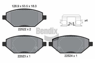 BPD1896 BENDIX Braking Комплект тормозных колодок, дисковый тормоз