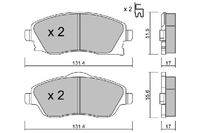 BPOP1005 AISIN Комплект тормозных колодок, дисковый тормоз