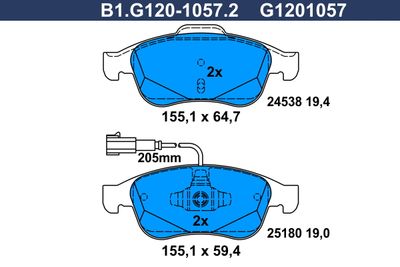 B1G12010572 GALFER Комплект тормозных колодок, дисковый тормоз