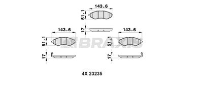 AB0158 BRAXIS Комплект тормозных колодок, дисковый тормоз