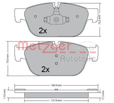 1170619 METZGER Комплект тормозных колодок, дисковый тормоз