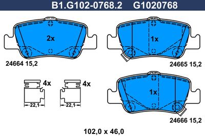 B1G10207682 GALFER Комплект тормозных колодок, дисковый тормоз