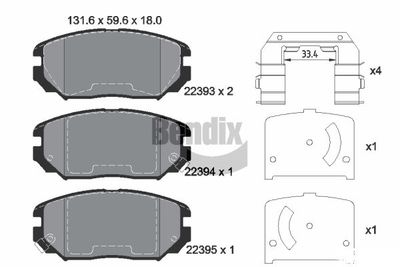 BPD1887 BENDIX Braking Комплект тормозных колодок, дисковый тормоз