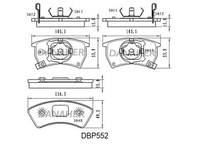 DBP552 DANAHER Комплект тормозных колодок, дисковый тормоз